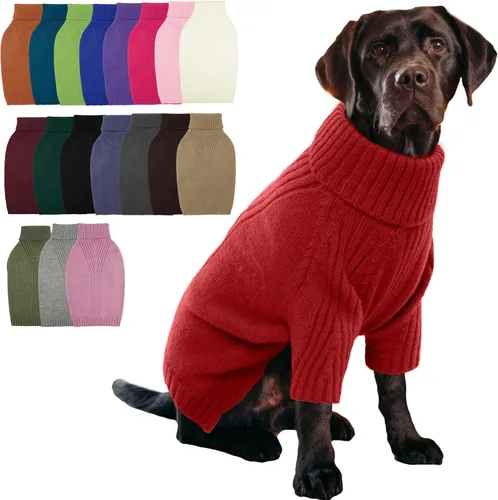 Vista 54 de IECOii Suéter de perro salchicha de cuello alto para perros pequeños, medianos y hembras, elástico y transpirable, abrigo de punto cálido, para Negro