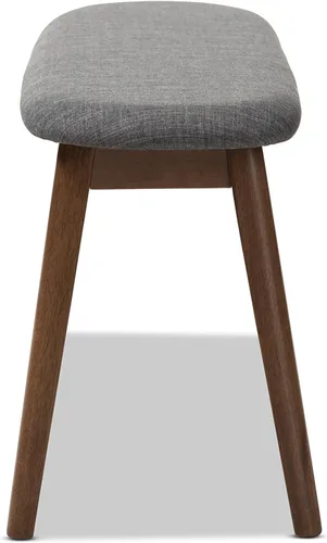 Vista 5 de Baxton Studio Easton - Banco de madera tapizado de tela gris oscuro moderno de mediados de siglo