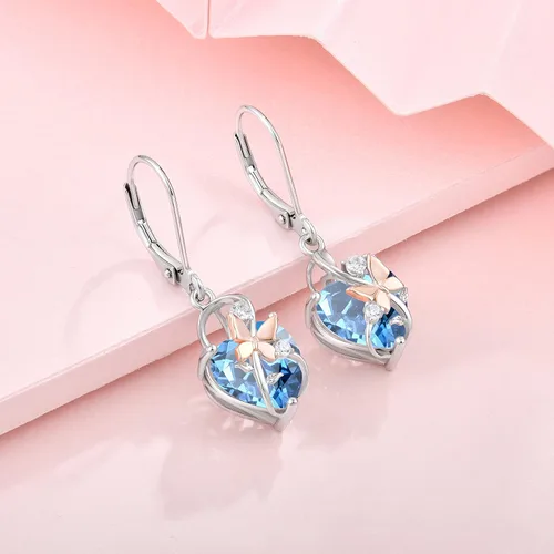 Vista 9 de Oskani Butterfly Heart Necklaces and Earrings Jewelry Set for Women, 925 Sterling Silver Cubic Zirc for Women, 925 Sterling Silver Cubic Zirconia