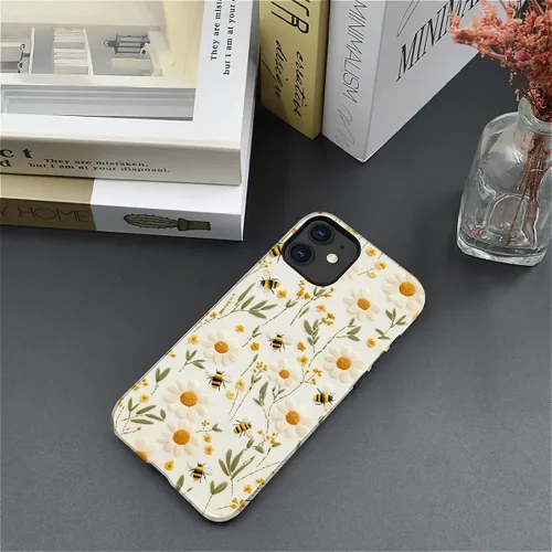 Vista 5 de Funda para iPhone 11, Diseño de Abejas y Girasoles - Protección Híbrida Dual Silicona + PC Duro Resistente a Golpes Funda Protectora Completa