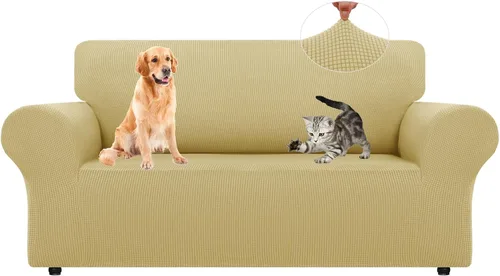 Vista 26 de LURKA Fundas elásticas para silla y sofá de 1 pieza, Fundas para sofá con protector elástico en la parte inferior para niños y perros