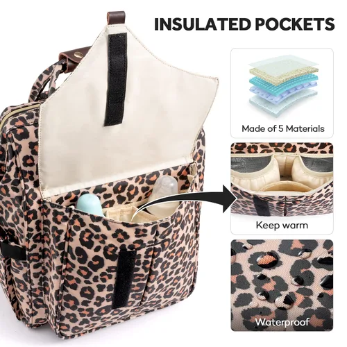 Vista 4 de LitBear Mochila para pañales, elegante y de gran capacidad, multifunción