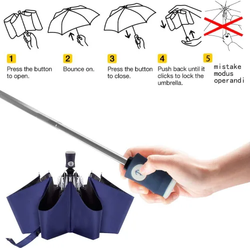 Vista 6 de FDJASGY - Sombrilla de viaje plegable y compacta, con apertura y cierre automático, para resistente al viento, a la lluvia y al 99.9% de protección