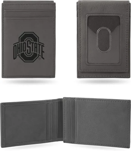 Vista 13 de Rico Industries NCAA - Cartera de bolsillo frontal grabada con láser gris, compacta, cómoda, delgada