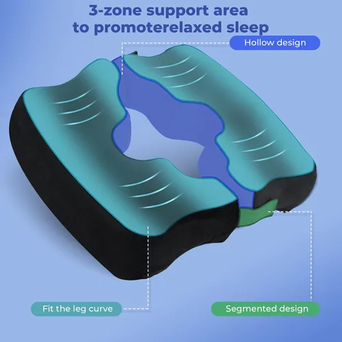 Vista 3 de SAHEYER Cojines para dolor de cama para glúteos, almohada de espuma viscoelástica para alivio de presión de hemorroides con orificio central y corte