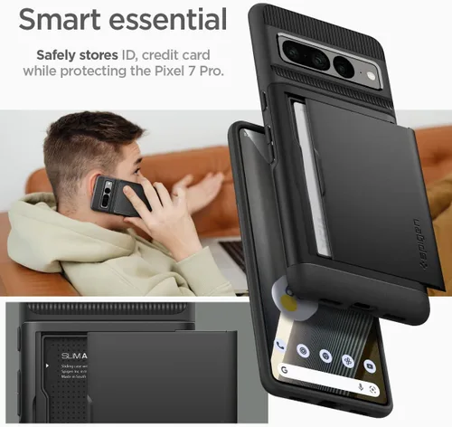 Vista 3 de Spigen Slim Armor CS - Funda diseñada para Pixel 7 Pro (2022), color negro