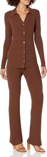 Vista 3 de The Drop Pantalón tipo suéter Ellison Rib Flare Leg para mujer