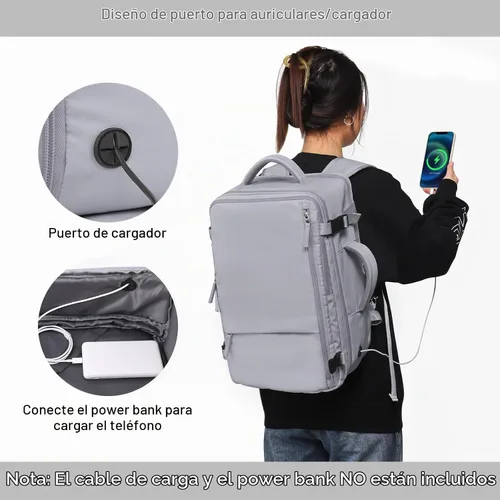 Vista 8 de Mochila de viaje Sinaliy para mujeres y hombres, Gris, Mochilas de viaje 2-Gris
