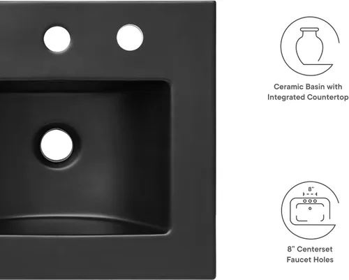 Vista 4 de Modway EEI-5068-BLK Cayman - Lavabo de baño de 18 pulgadas, color negro