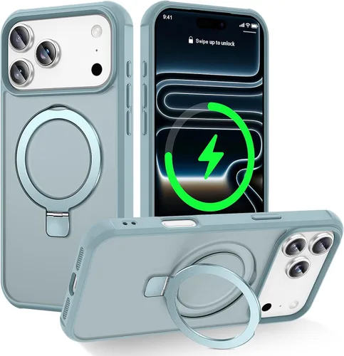 Vista 58 de CHAOFEnG Funda magnética compatible con iPhone 11 con soporte, prueba de caídas de grado militar, compatible con imán, anillo translúcido, parte