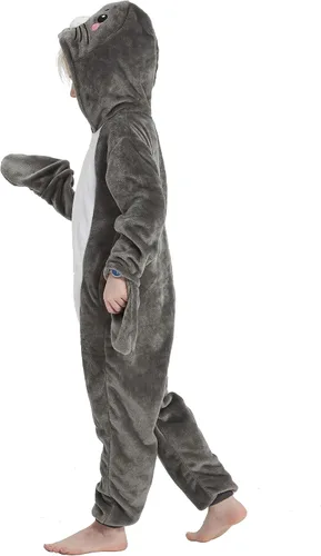 Vista 4 de Pijama mameluco de una pieza para niños, disfraz de animal de felpa, para niñas, niños, adolescentes, Halloween, cosplay, ropa de dormir