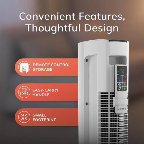 Vista 6 de Lasko Ventilador de torre oscilante para todas las estaciones y calentador de espacio en uno para el hogar con termostato ajustable, protección