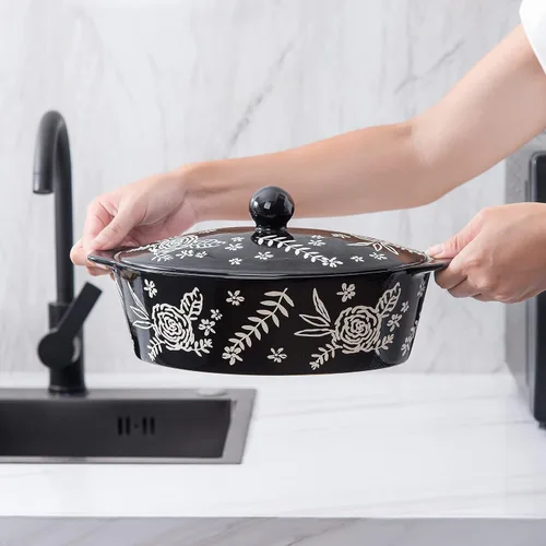 Vista 2 de Wisenvoy Cacerola con Tapa - Plato para Cazuela y Horno de Cerámica