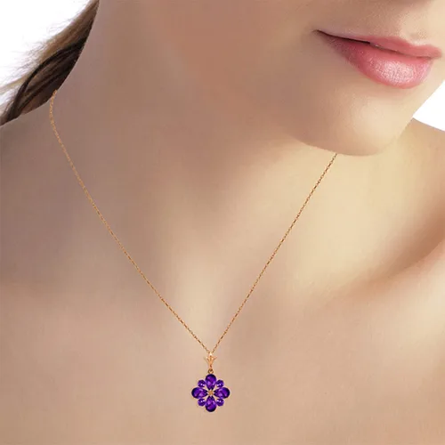 Vista 5 de Galaxy Gold GG 14k Yellow White Rose Gold Necklace with Natural Amethysts