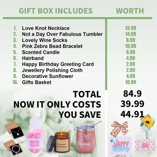 Vista 5 de Regalos de cumpleaños para mujeres: cesta de feliz cumpleaños para mujeres, amistad, mamá, hermana, esposa, novia, mejor amiga, hija