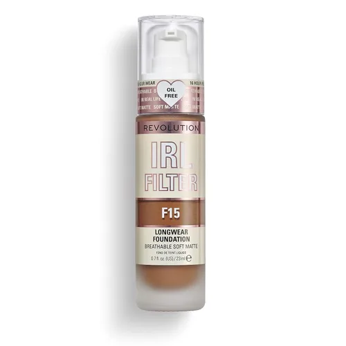 Vista 15 de Revolution IRL Filter Longwear Foundation, F7 Fórmula suave y transpirable, cobertura media a completa, acabado mate, vegano y libre de crueldad