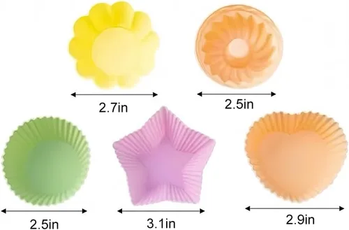Vista 2 de 5 moldes de silicona para hornear, mini cupcakes, forros para magdalenas, tazas reutilizables para horno, freidora de aire, microondas