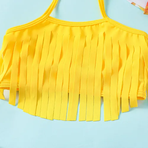 Vista 8 de Traje de baño de bikini para bebé niña, con borlas florales, sandía, piña, lazo, traje de baño para niños pequeños, conjunto de traje de baño