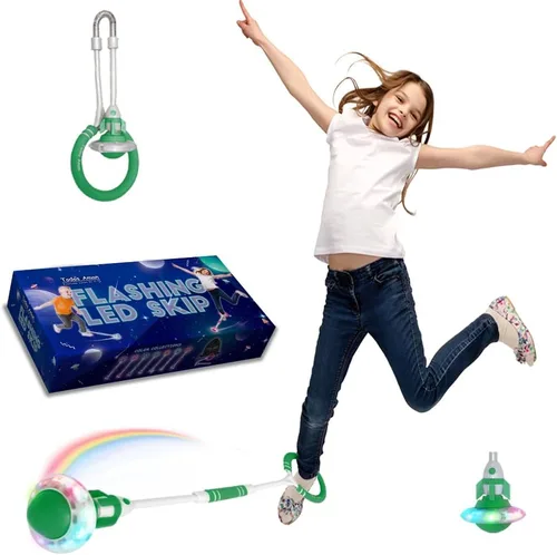 Vista 9 de Rocket Flashing LED Ankle Skip Fun Cool Jumping Gift for Ages 5 6 7 8 9 10+ Kids NO Battery Charging Needed Family Exercise Fitness Coordination Azul