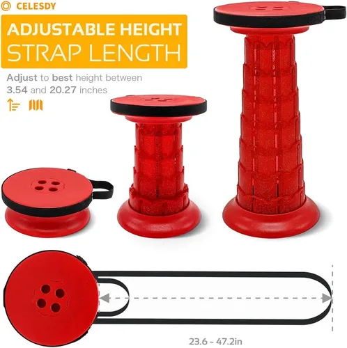 Vista 5 de Taburete plegable portátil retráctil ajustable para adultos, resistente con capacidad de carga de 770 libras, silla plegable, taburete de campamento