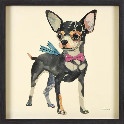 Vista 28 de Empire Art Direct Alex Zeng - Papel gráfico enmarcado con collage dimensional de bulldog francés bajo vidrio, listo para colgar, 17 x 17 pulgadas