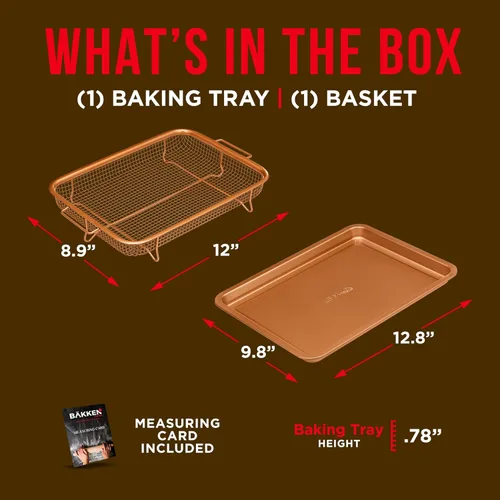 Vista 6 de Bakken Swiss - Bandeja para freidora de aire, 2 en 1, antiadherente, de cobre, con malla elevada, ideal para horno, para hornear y alimentos