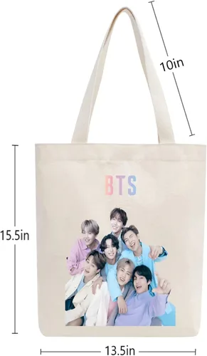 Vista 4 de Bolsa de lona BTS Merchandise Bolsa de hombro Kpop de BTS Merch Robusta, duradera y ligera, perfecta para regalo