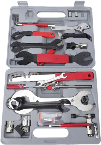 Vista 6 de Diydeg Kit de herramientas para bicicleta, 45 piezas de herramientas multifuncionales de mantenimiento de bicicletas con almacenamiento
