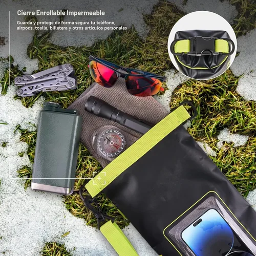 Vista 5 de Pelican Marine Bolsa impermeable IP68 de 2L con rollo superior - Mochila impermeable con funda/bolsa para teléfono - Accesorios para canotaje