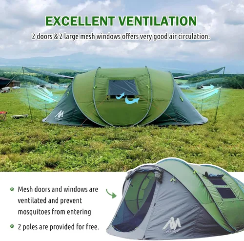 Vista 8 de AYAMAYA Waterproof 6 Person Easy Pop Up Tents for Camping with Vestibule