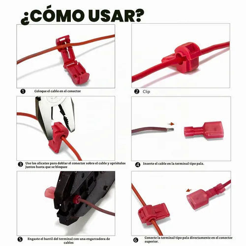 Vista 2 de Ginsco - 100 unidades/50 pares de conectores de cable T-Tap, terminales de cable eléctricos autopelables de empalme rápido con conector macho