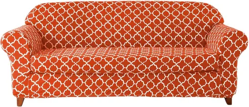 Vista 16 de MBROS Funda elástica para sofá de 3 cojines, funda protectora de muebles con estampado, 2 piezas, antideslizante, antiarañazos, suave para Azul