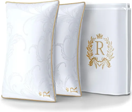 Vista 9 de Royal Therapy - Almohada de plumas y plumón de ganso blanco, Premium, para cama, transpirable