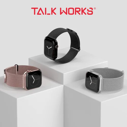 Vista 6 de TALK WORKS - Correa de reloj extensible compatible con la serie Apple Watch, cierre magnético, correa de malla de acero inoxidable de ajuste cómodo