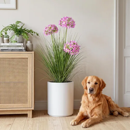 Vista 10 de Ttranewsoo Plantas artificiales de césped alto con macetas de 47 pulgadas, 1 paquete de césped artificial de lirio de los valles, decoración de 47.2