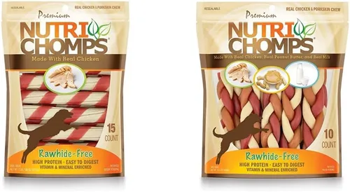 Vista 7 de Nutri Chomps Masticables para perros, sabor a pollo real - Giros y trenzas