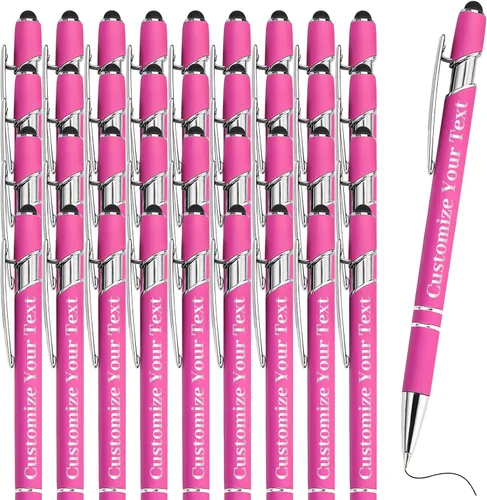 Vista 36 de Hasta 500 bolígrafos personalizados a granel con lápiz capacitivo, grabado, juego de bolígrafos con tu nombre, texto para mujeres de negocios