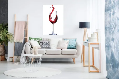 Vista 3 de Lienzo decorativo para pared, diseño de copa de vino tinto, comida y cocina (12 x 8 pulgadas)