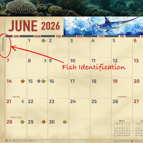 Vista 5 de The KING Company-Monster Calendars - Calendario de pared de pesca de agua salada 2026, tamaño XL, 14 x 22 pulgadas, calendario de pesca deportiva