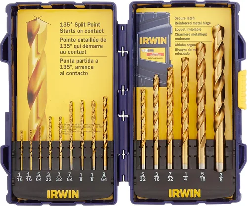 Vista 2 de Irwin Tools 4935607 - Juego de brocas de acero de alta velocidad con revestimiento de nitruro de titanio, Pro Case, 15 piezas