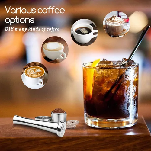 Vista 4 de Cápsula de café recargable reutilizable, cápsula de café de acero inoxidable, filtro de café concentrado italiano compatible con máquina de café