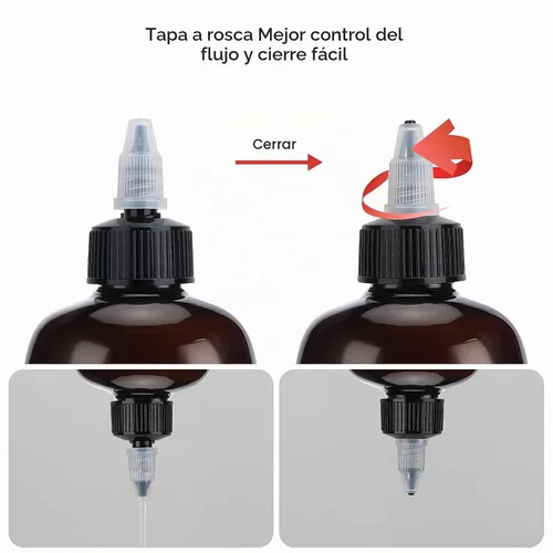 Vista 3 de Segbeauty Botellas para apretar ámbar de 16.9 onzas, 2 botellas aplicadoras de color de tinte para el cabello recargables de 16.9 fl oz con punta