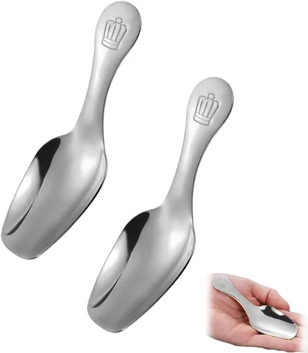 Vista 7 de Cucharas de acero inoxidable - Mini cuchara de sal para café, helado, pastel y postres