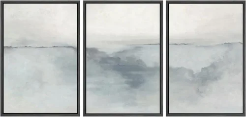Vista 121 de SIGNWIN Lienzo enmarcado para pared, juego de arte tranquilo con reflejo de lago, acuarela, montaña y agua, ilustraciones modernas, arte abstracto