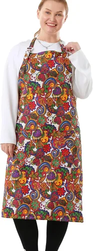 Vista 36 de Delantales de algodón y lino para hornear, talla grande, para mujer, con bolsillos, cocina