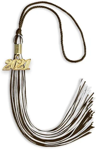 Vista 299 de Endea Graduation - Borla de doble color mixto con fecha dorada (negro/dorado antiguo, 2021)