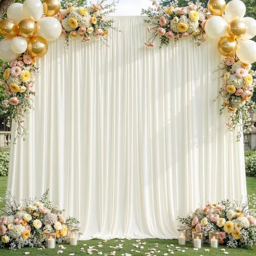 Vista 47 de Cortinas de fondo azul bebé de 8 x 10 pies para bodas, cortinas de fondo de poliéster sin arrugas, para baby shower, fiestas de cumpleaños