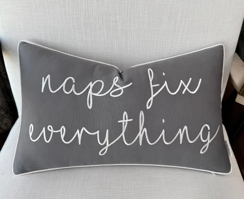 Vista 6 de EURASIA DECOR Naps Fix Everything Funda de Almohada Decorativa Bordada de Acento Lumbar para Cojín - Sala de Estar, Sofá, Silla, Patio, Automóvil