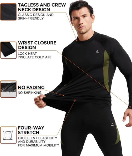 Vista 131 de Conjunto de ropa interior térmica para hombre, ropa interior larga 1#verde militar