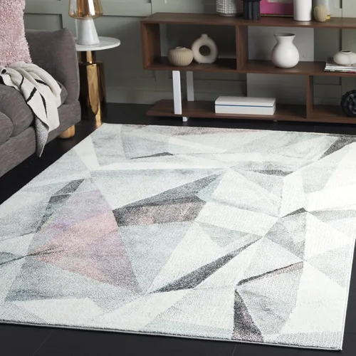 Vista 14 de SAFAVIEH Porcello Collection - Alfombra decorativa de 2 pies 3 pulgadas x 4 pies, gris claro y naranja, diseño abstracto moderno, no desprende